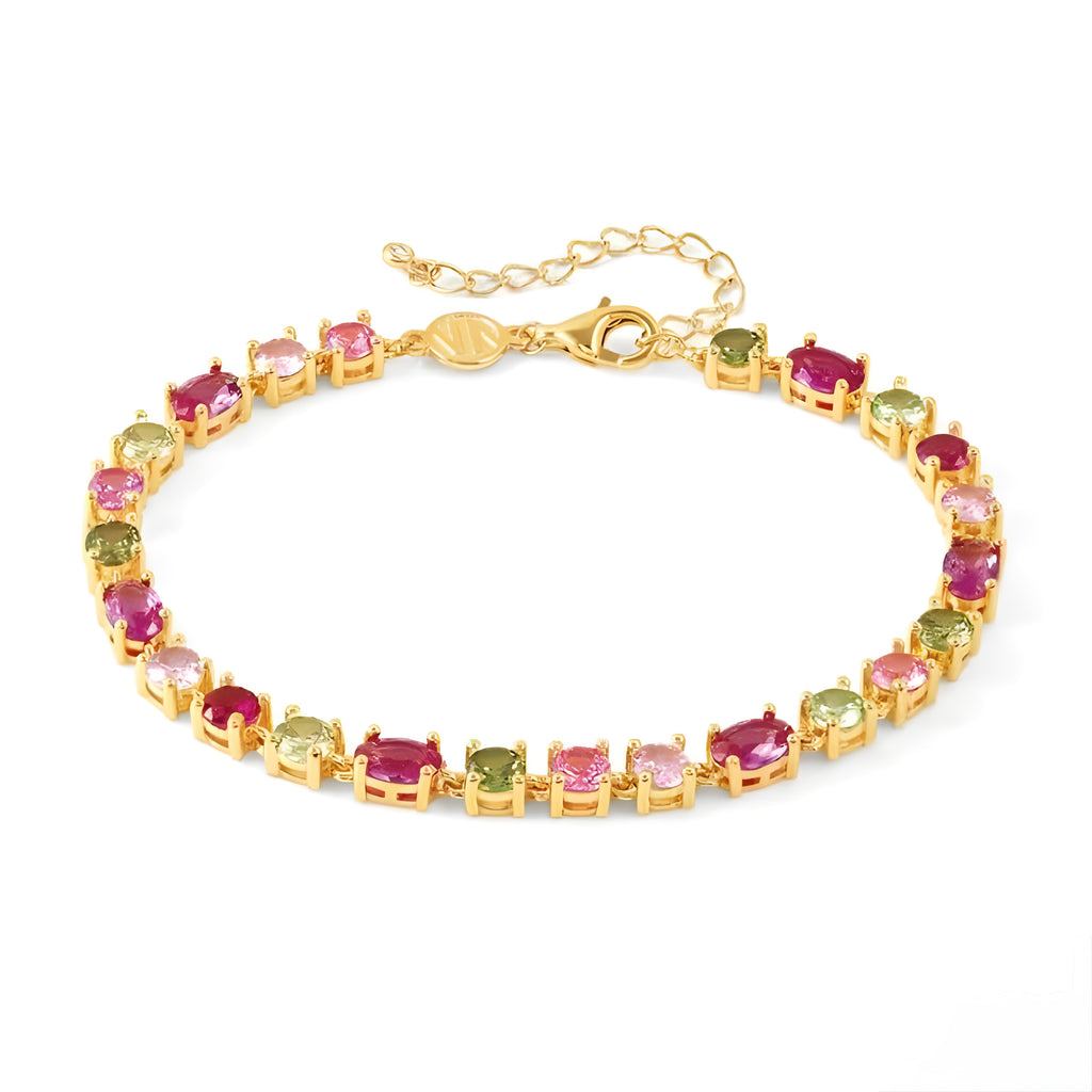STERLING SILVER MOSAICA BRACELET, 24 COLOURED CZ 241602/012