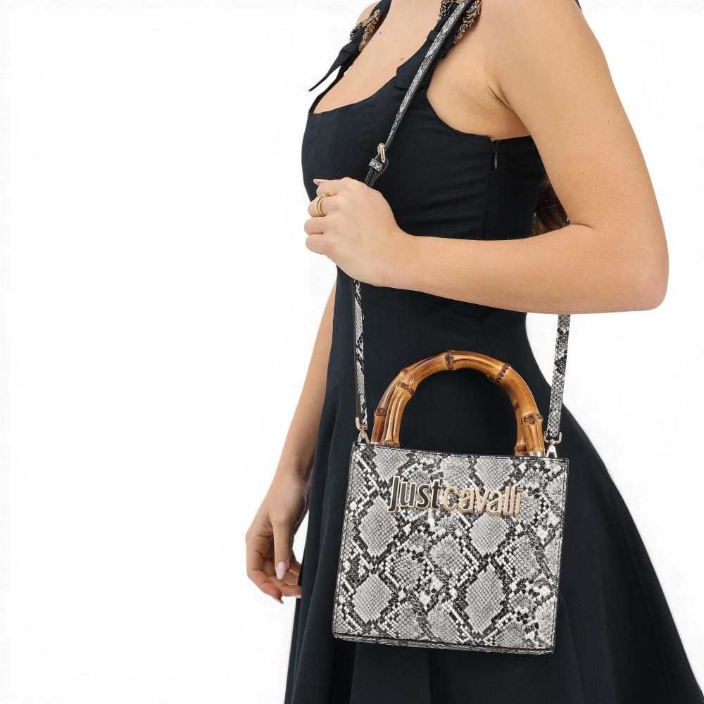 JUST CAVALLI - Bamboo Handbag White/Black Python