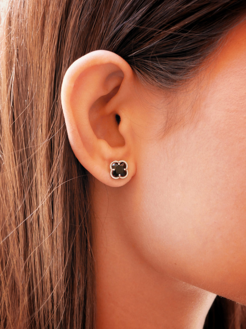 Clover | Earrings with Black Quartz
