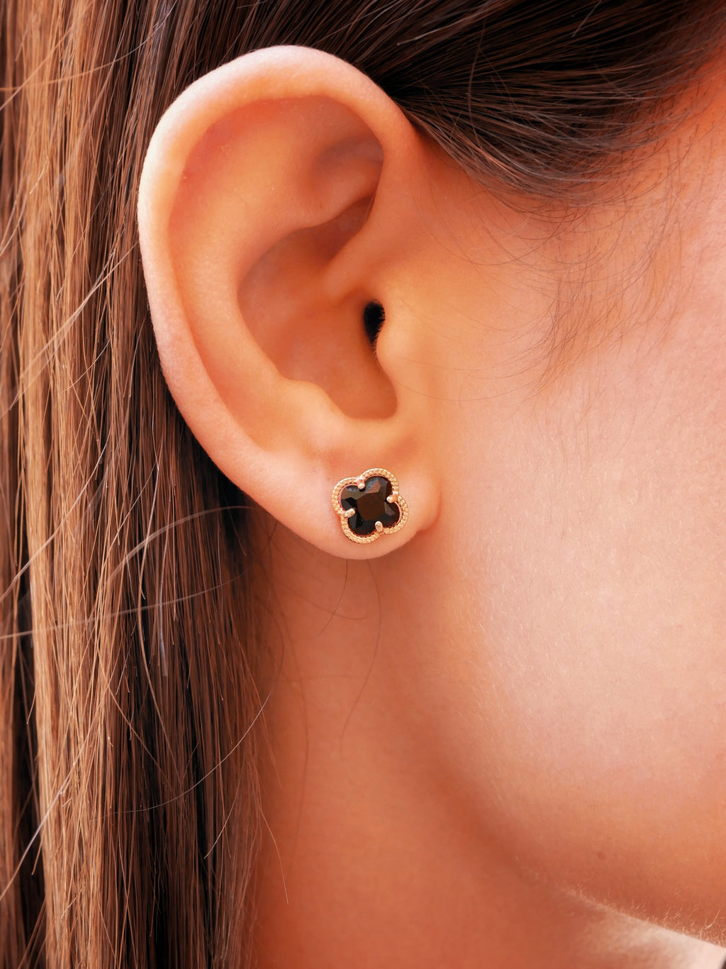 Clover | Earrings with Black Quartz