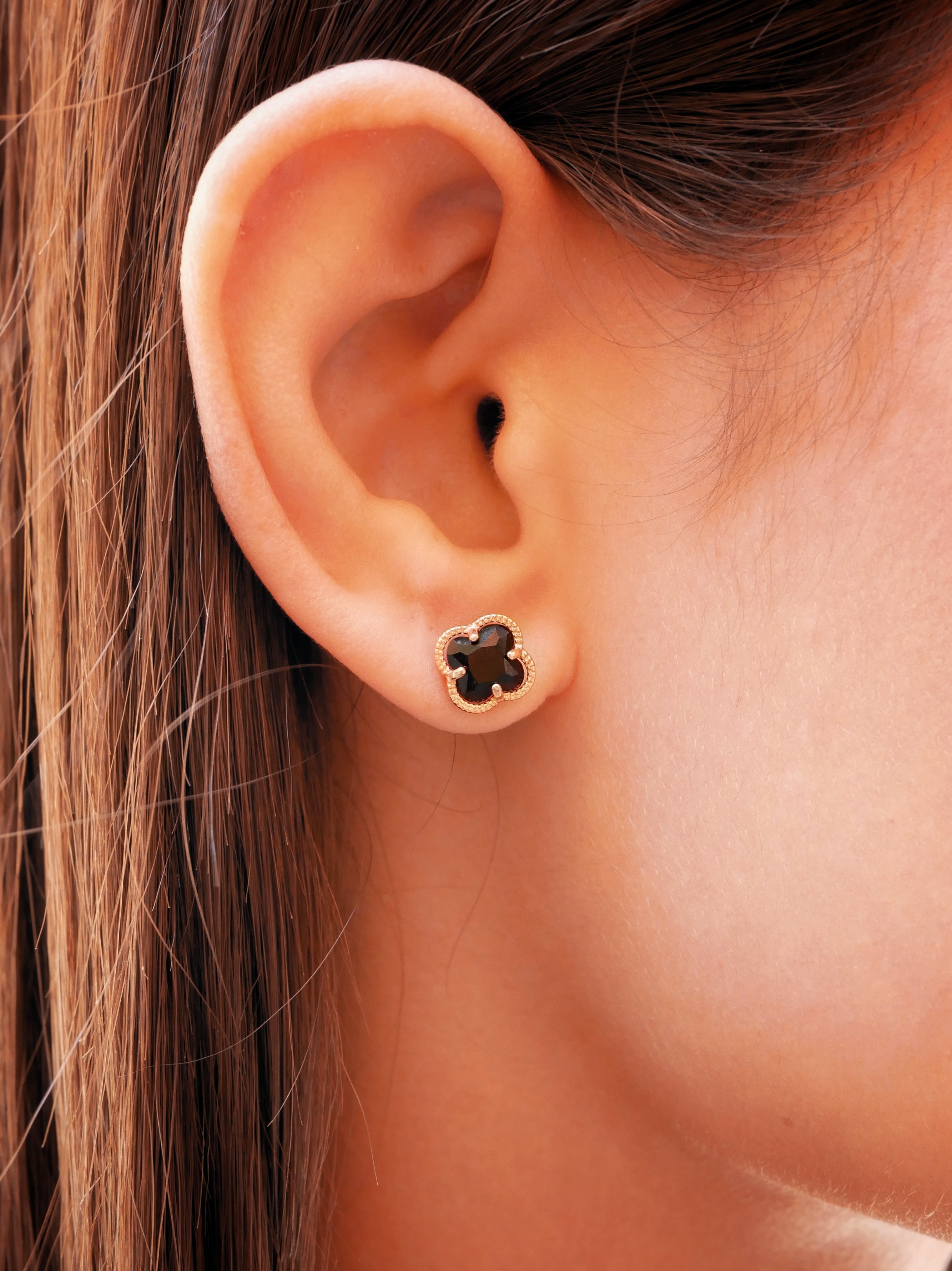 Clover | Earrings with Black Quartz