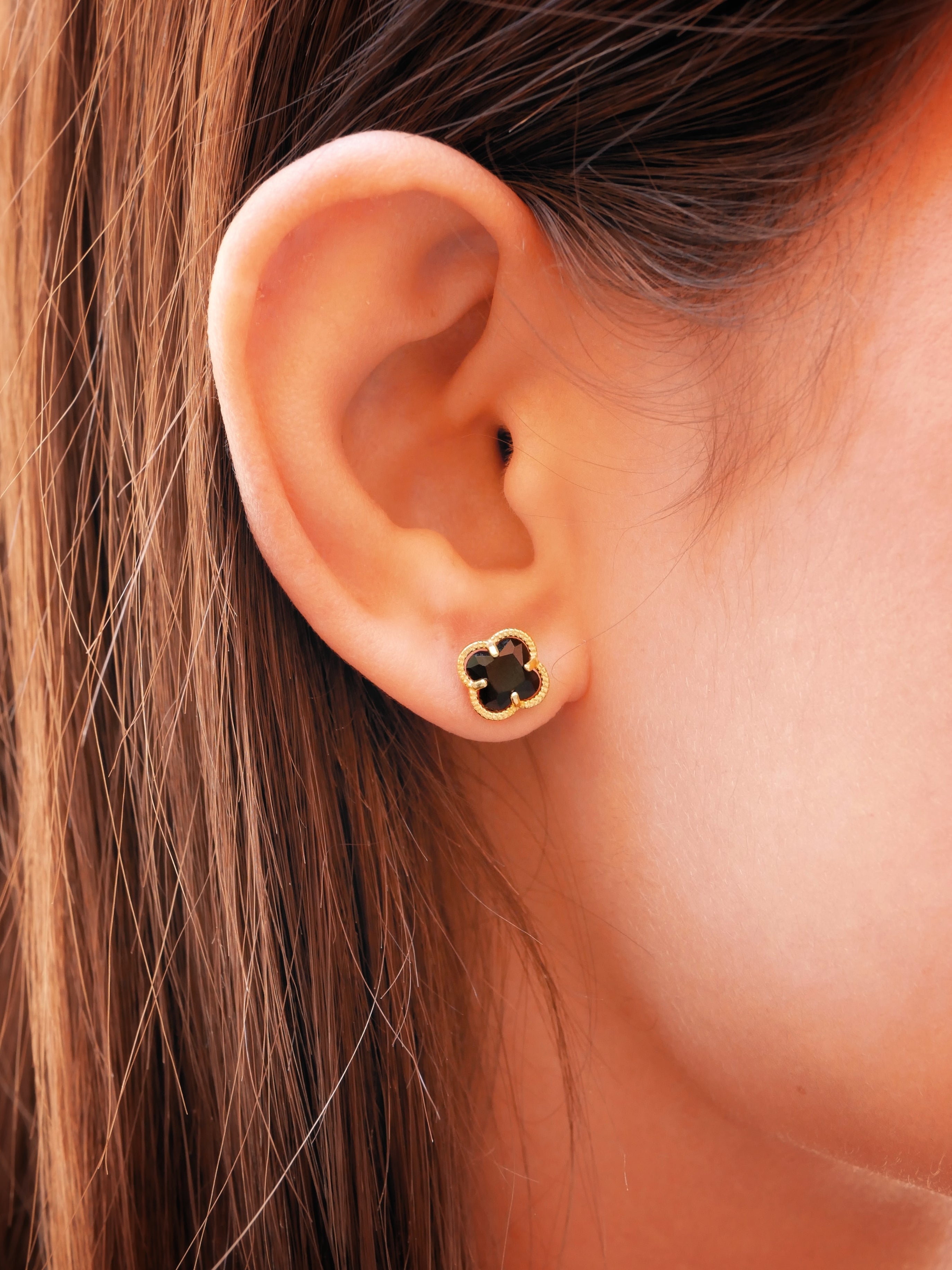 Clover | Earrings with Black Quartz