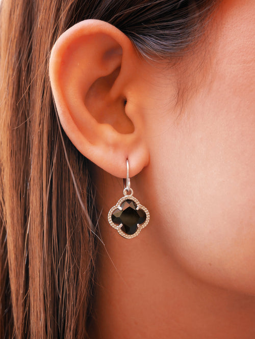 Clover | Earrings with Black Quartz