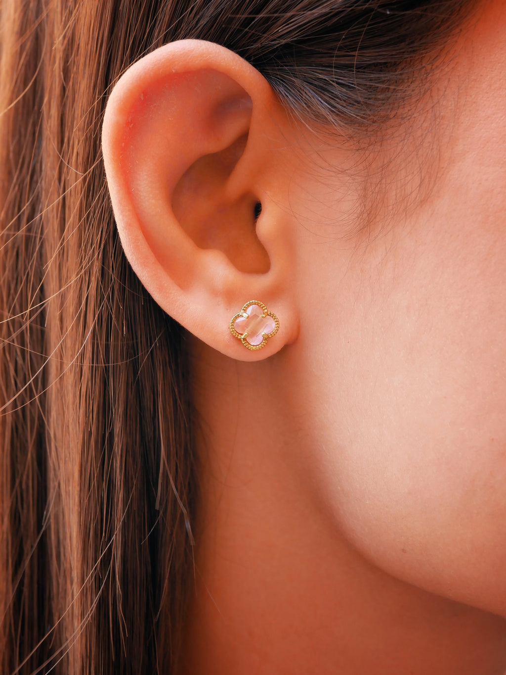 Clover | Earrings with Pink Quartz
