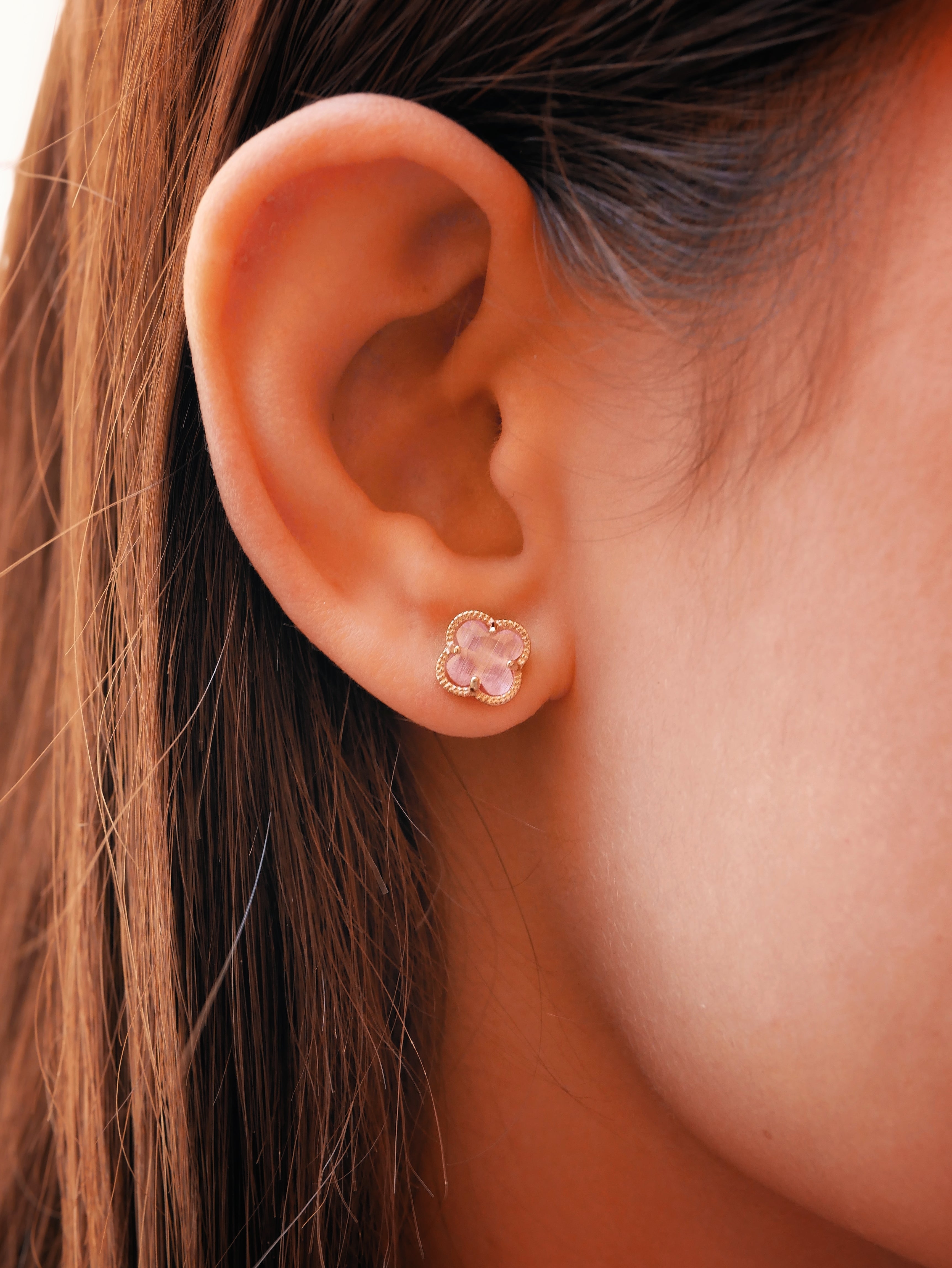 Clover | Earrings with Pink Quartz