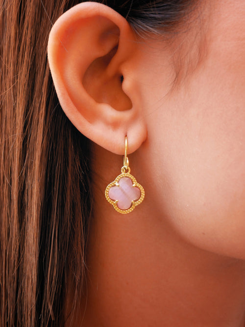 Clover | Earrings with Pink Quartz