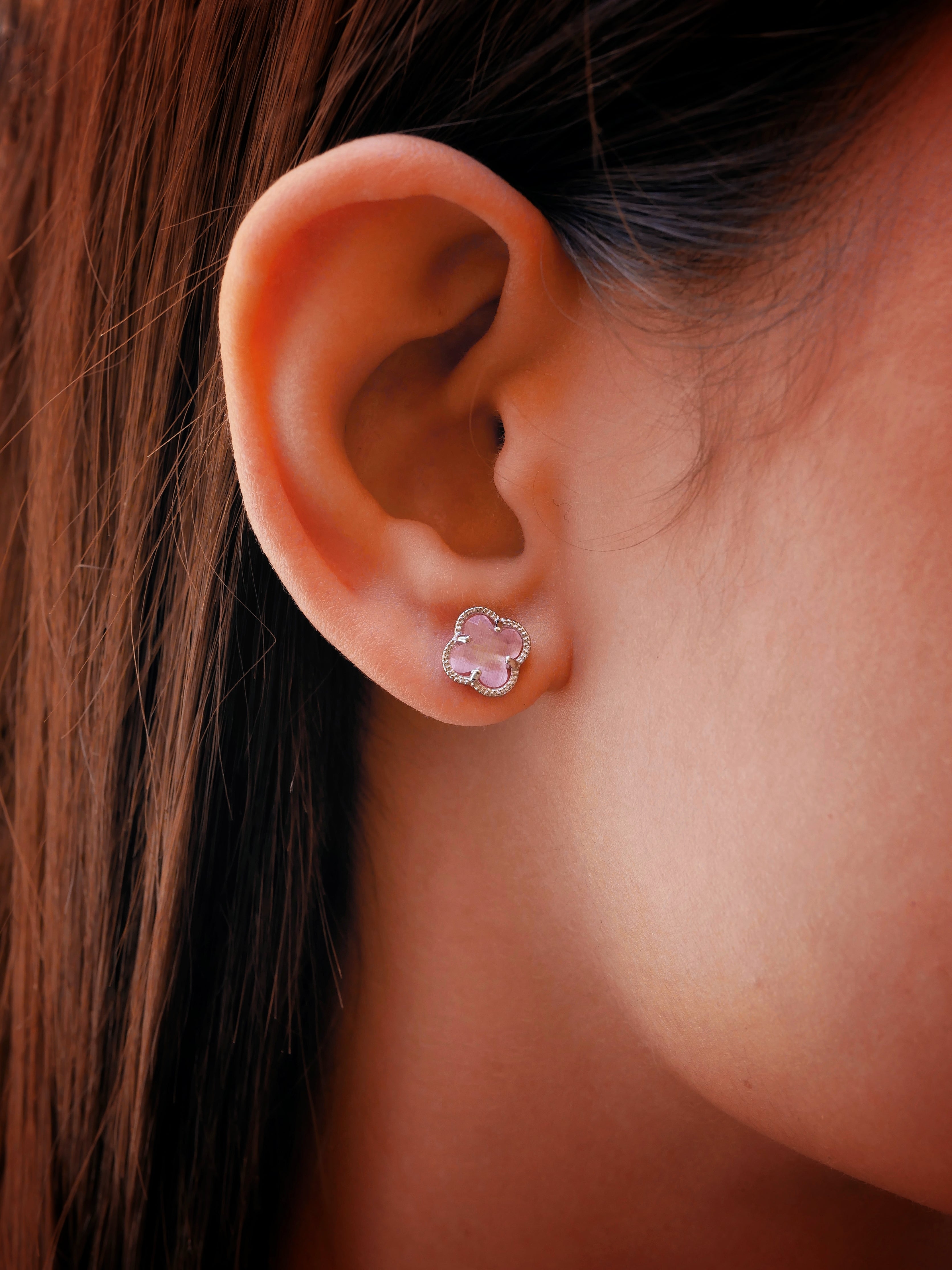Clover | Earrings with Pink Quartz
