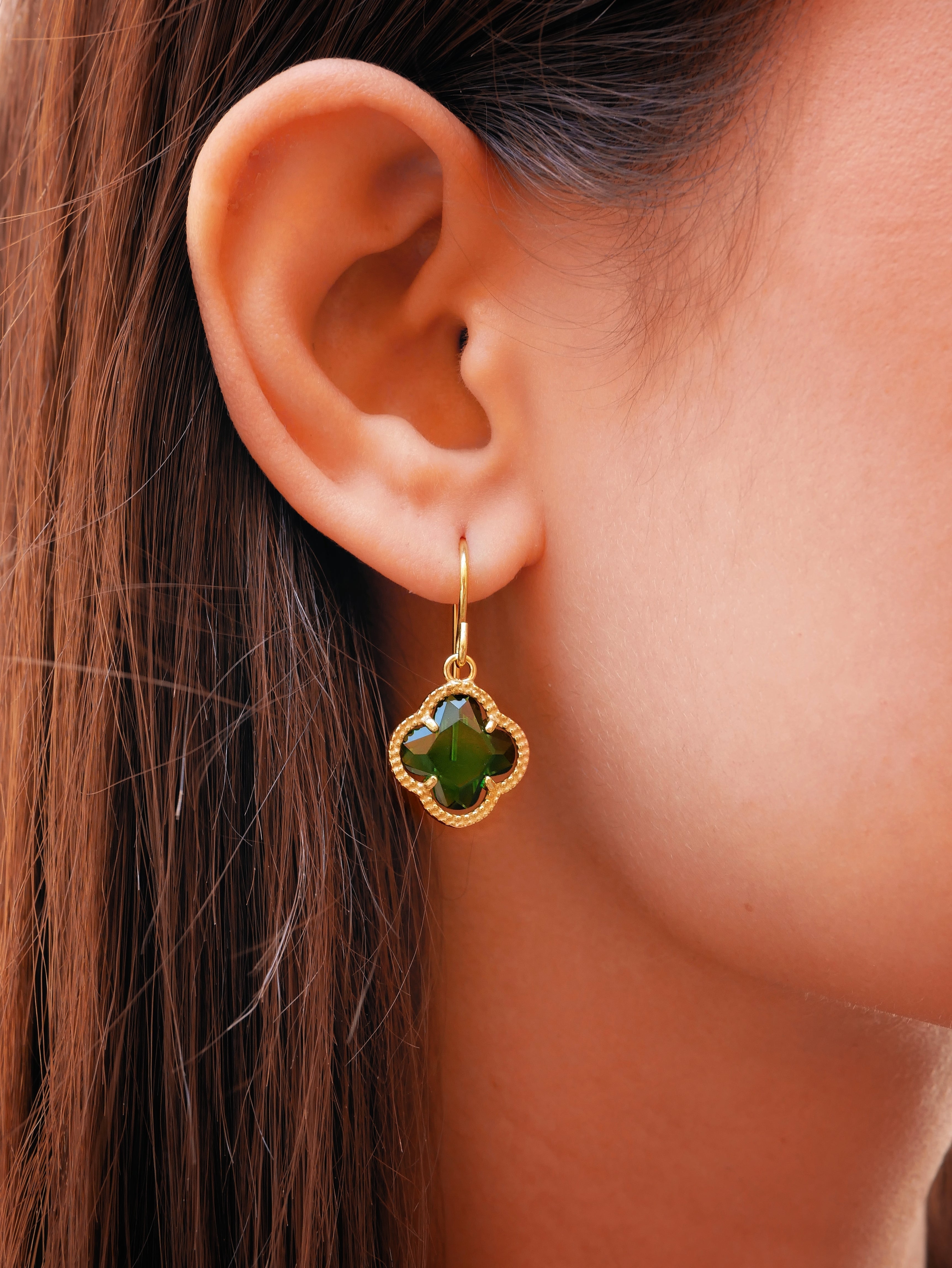 Clover | Earrings with Emerald Quartz