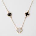 Clover | Necklace with Black Quartz and Mother of Pearl