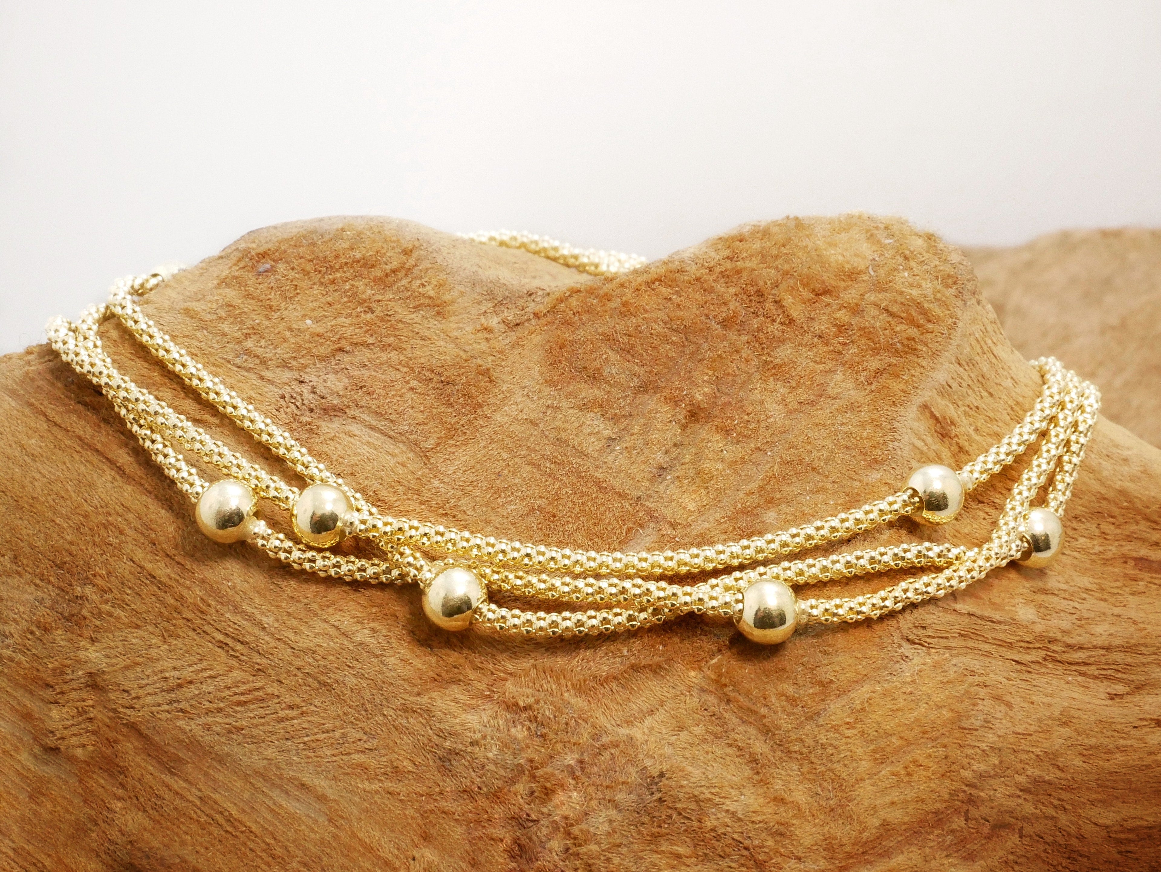 Mesh 3 strand ball bracelet