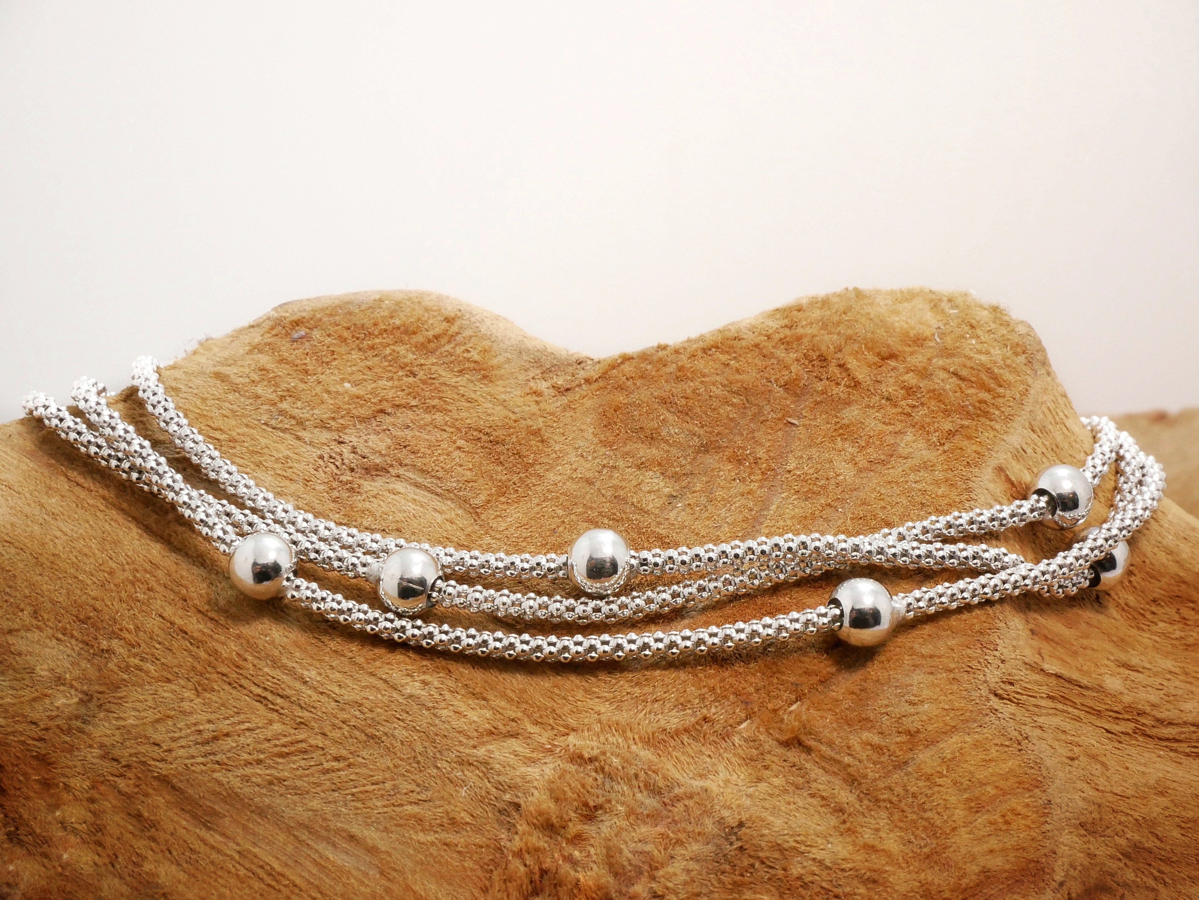 Mesh 3 strand ball bracelet