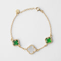 Clover | Bracelet with Emerald Quartz and Mother of Pearl