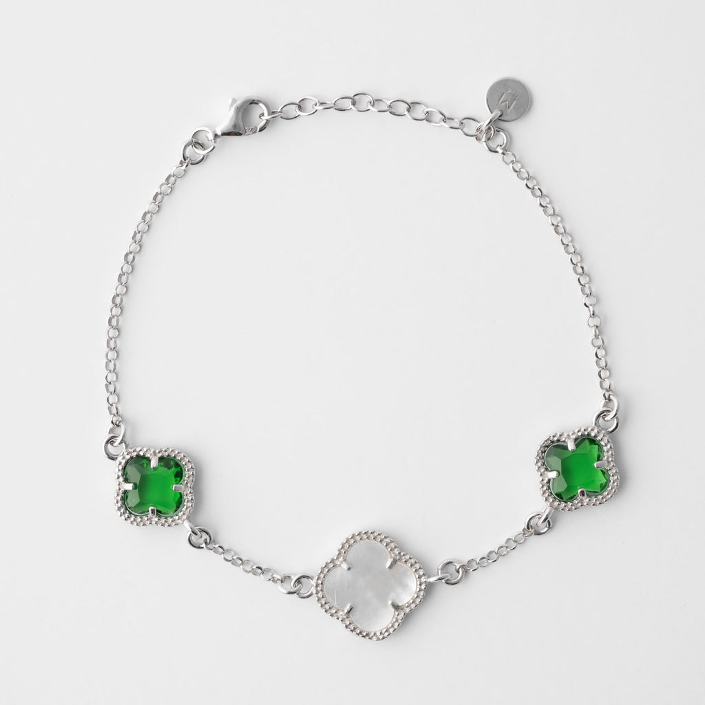 Clover | Bracelet with Emerald Quartz and Mother of Pearl