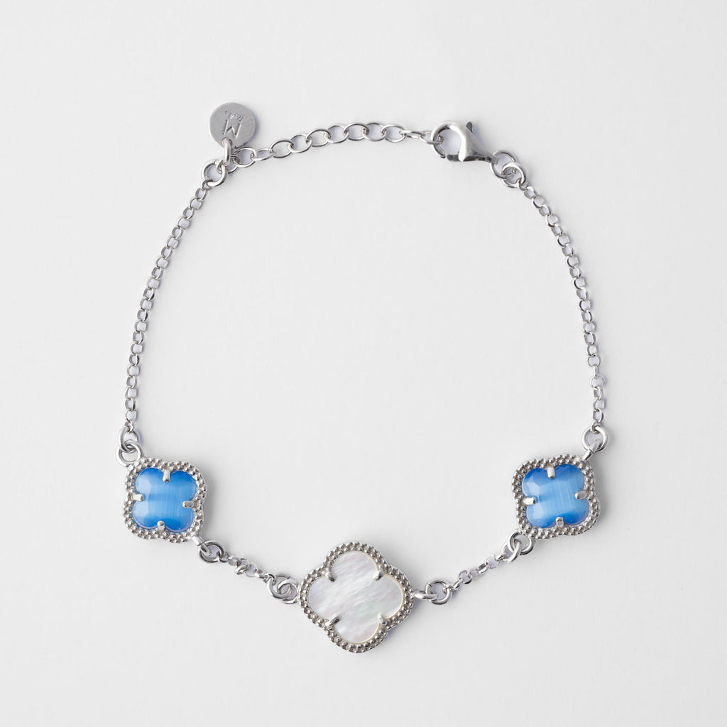 Clover | Bracelet with Blu Quartz and Mother of Pearl