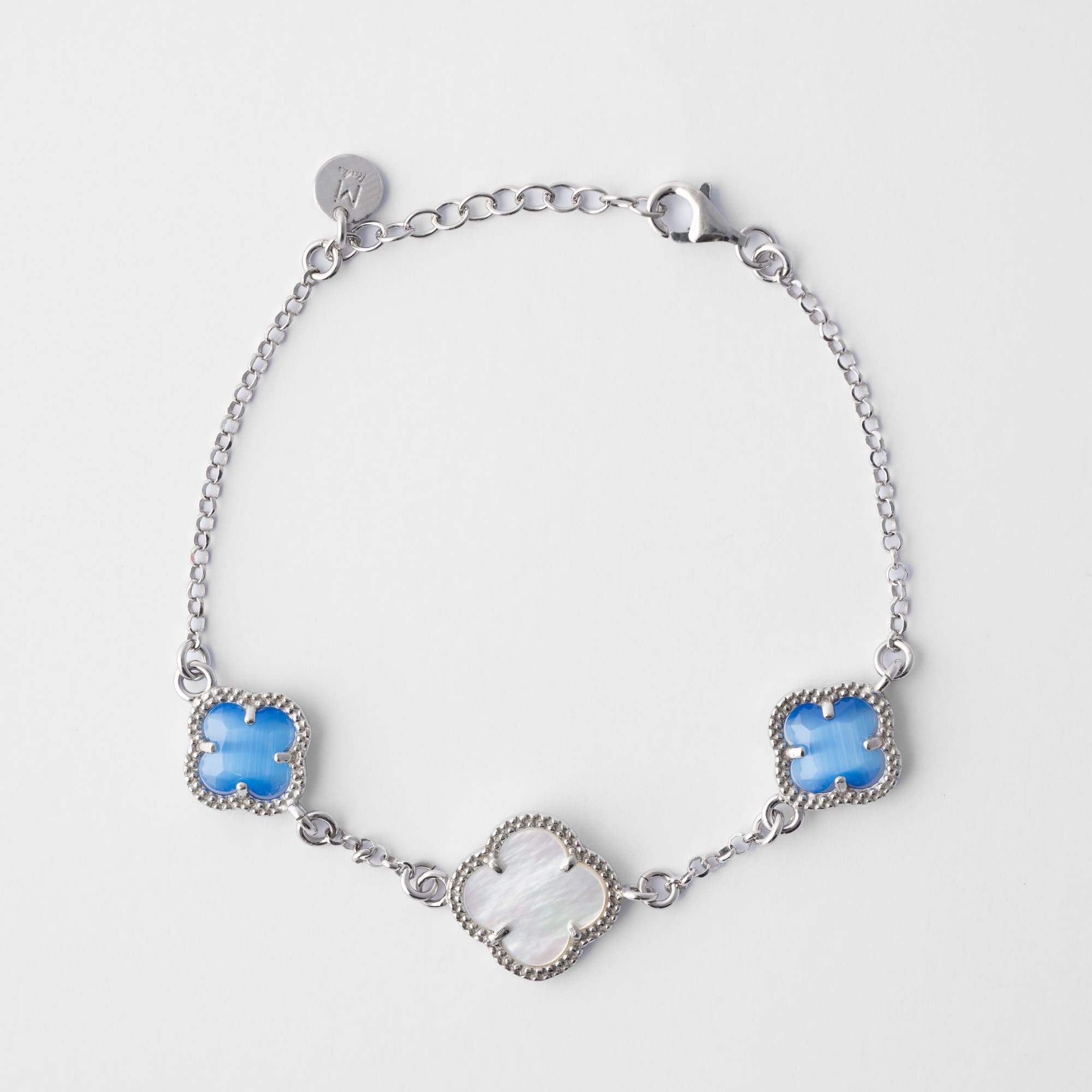 Clover | Bracelet with Blu Quartz and Mother of Pearl