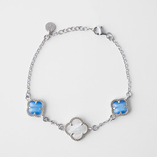 Clover | Bracelet with Blu Quartz and Mother of Pearl