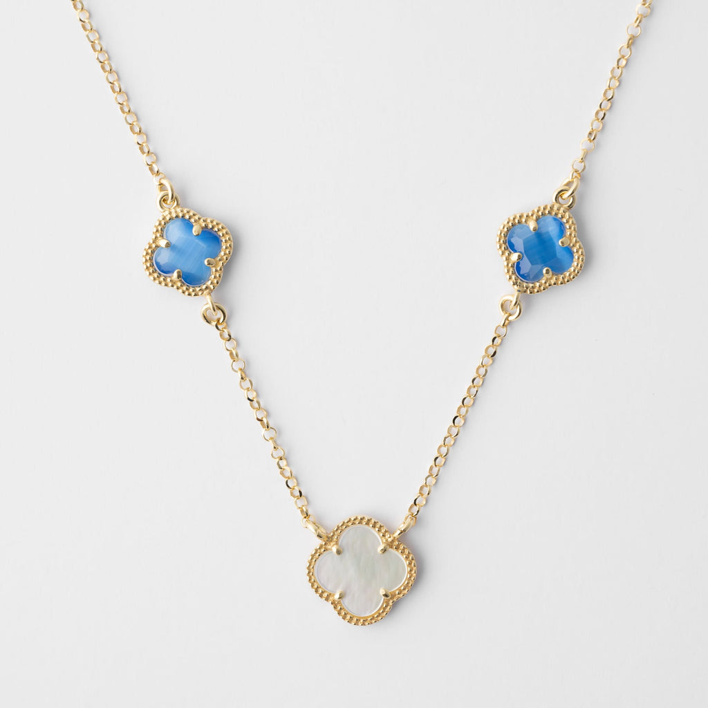 Clover | Necklace with Blu Quartz and Mother of Pearl