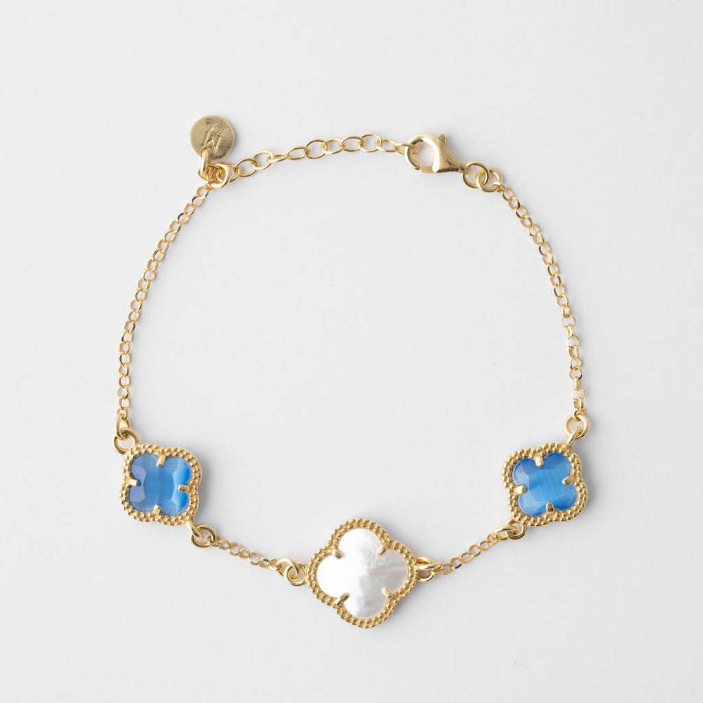 Clover | Bracelet with Blu Quartz and Mother of Pearl