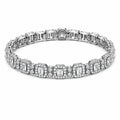 Vera Luce Silver Stainless Steel Baguette Tennis CZ Bangle Bracelet