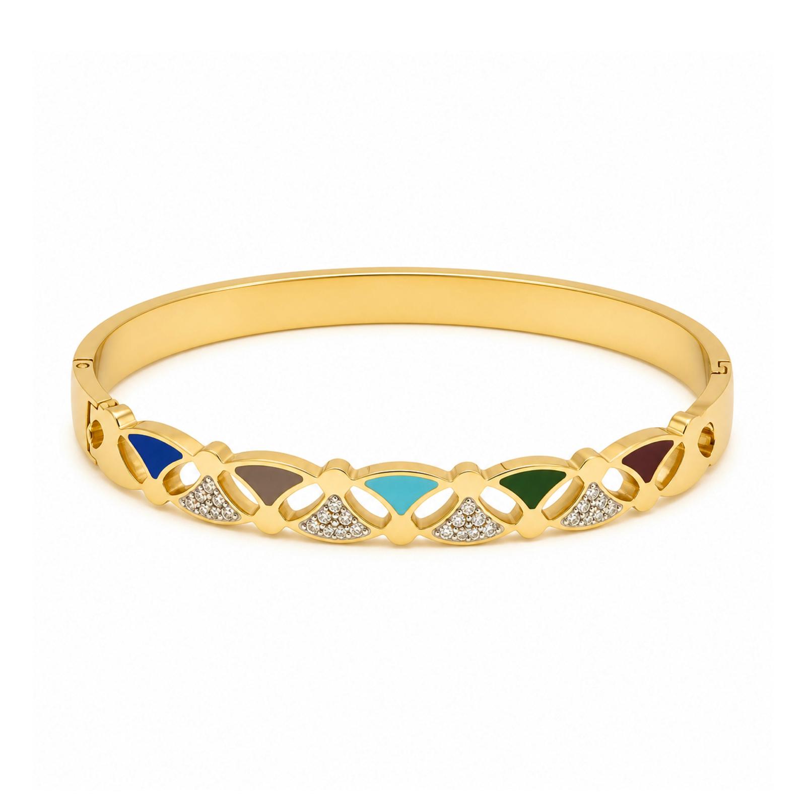 Vera Luce Gold Stainless Steel Multicolor Bracelet with Cubic Zirconia
