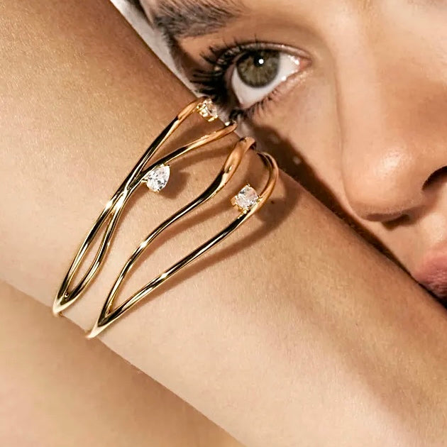 MY REBEL ART BRACELET IN 925 STERLING SILVER (LARGE BANGLE) AND CUBIC ZIRCONIA