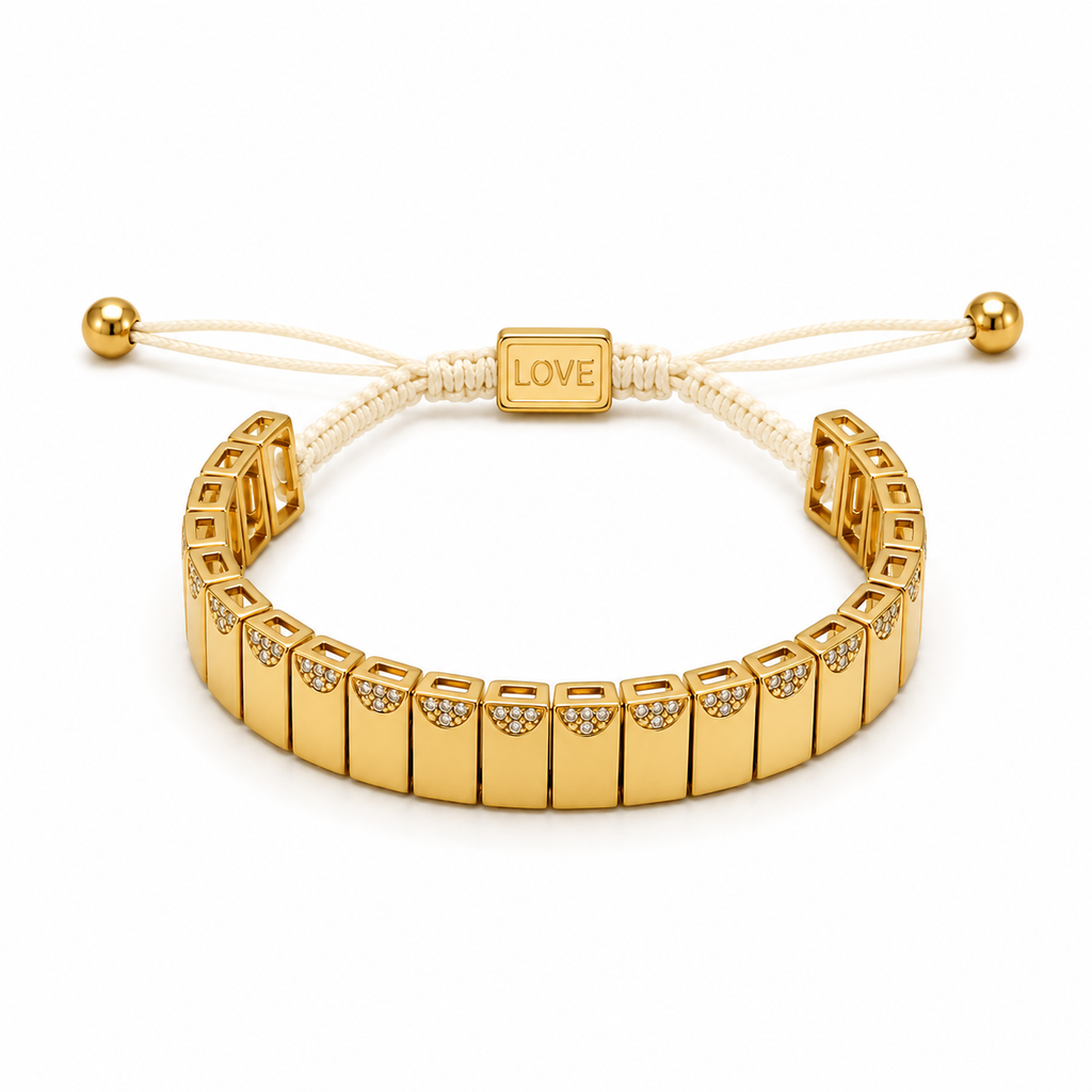 SCULPTED PILLAR CRYSTAL CORD BRACELET