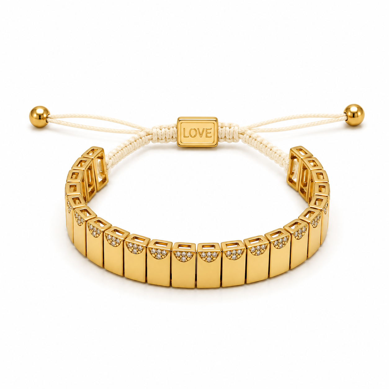 SCULPTED PILLAR CRYSTAL CORD BRACELET