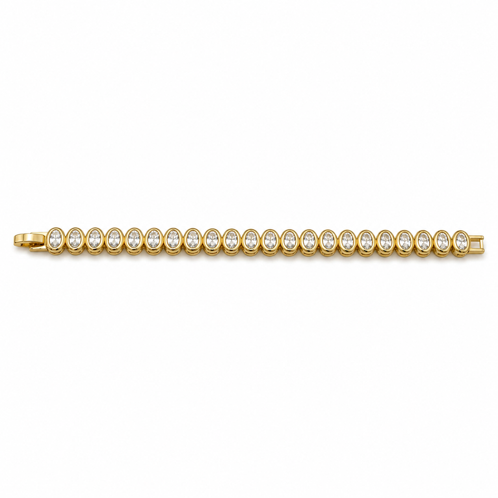 OVAL BEZEL CRYSTAL TENNIS BRACELET