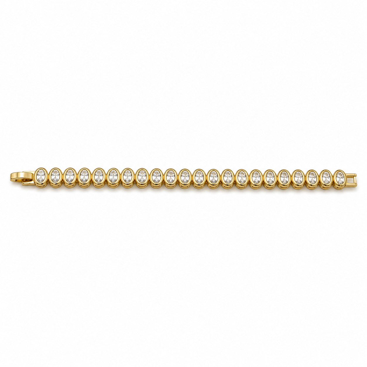 OVAL BEZEL CRYSTAL TENNIS BRACELET