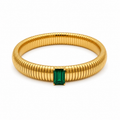 EMERALD GREEN STONE TUBOGAS STRETCH BANGLE BRACELET