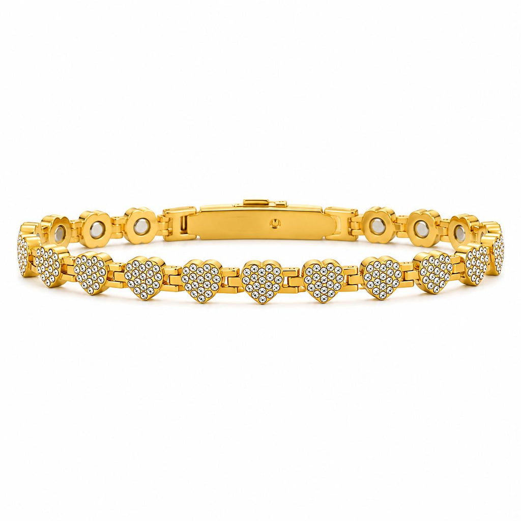 Vera Luce Gold Stainless Steel Heart CZ Bracelet