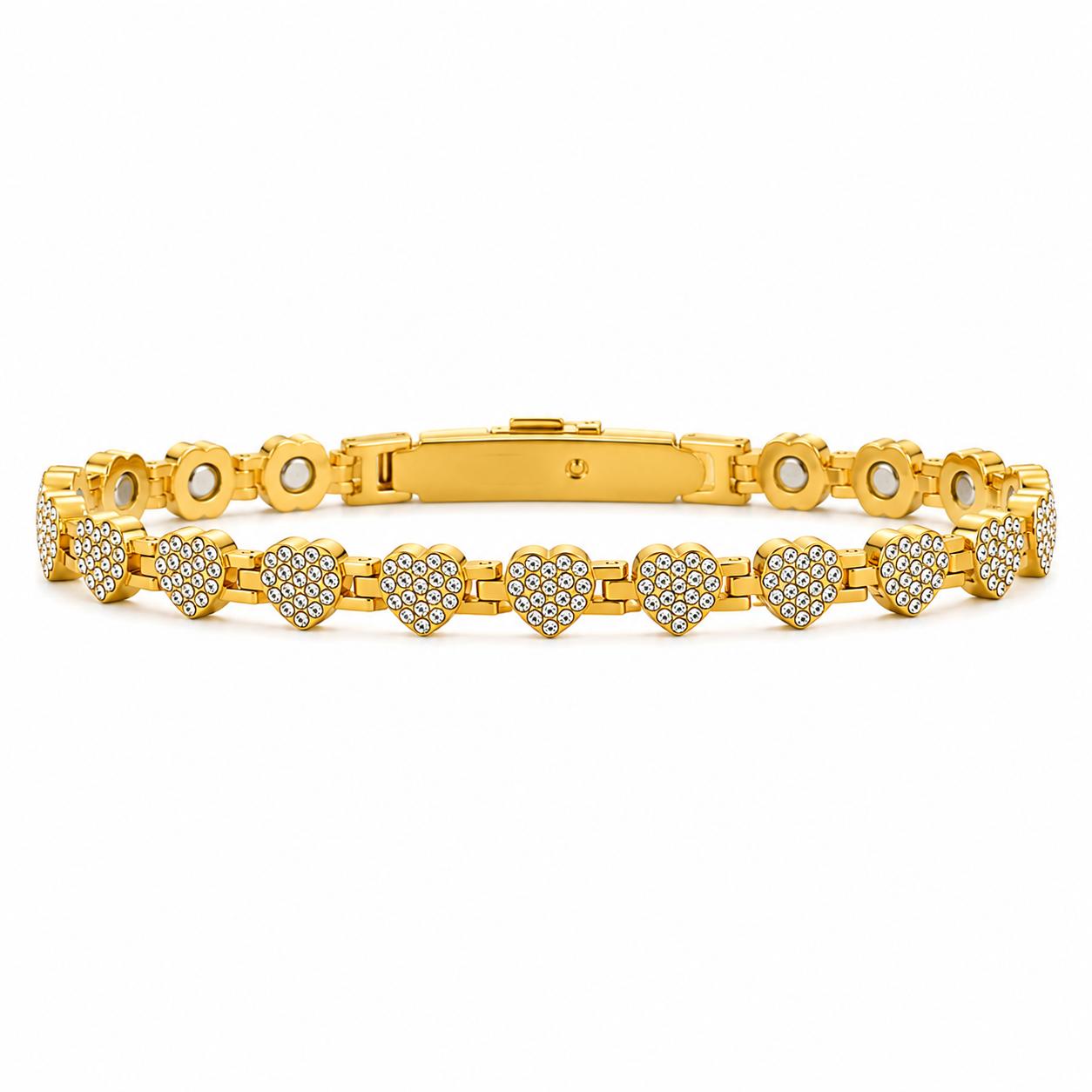 Vera Luce Gold Stainless Steel Heart CZ Bracelet