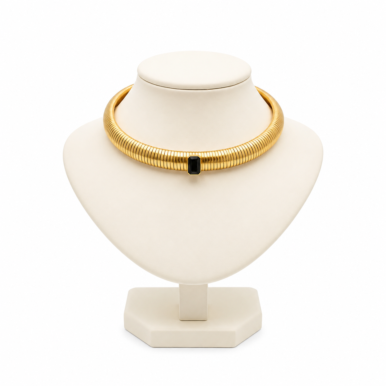 BLACK STONE TUBOGAS COLLAR CHOKER NECKLACE