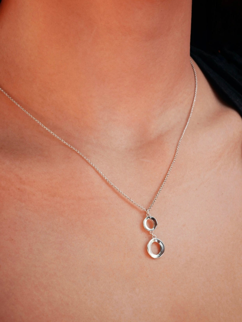 DOUBLE HOOP Necklace Silver & Rose Gold
