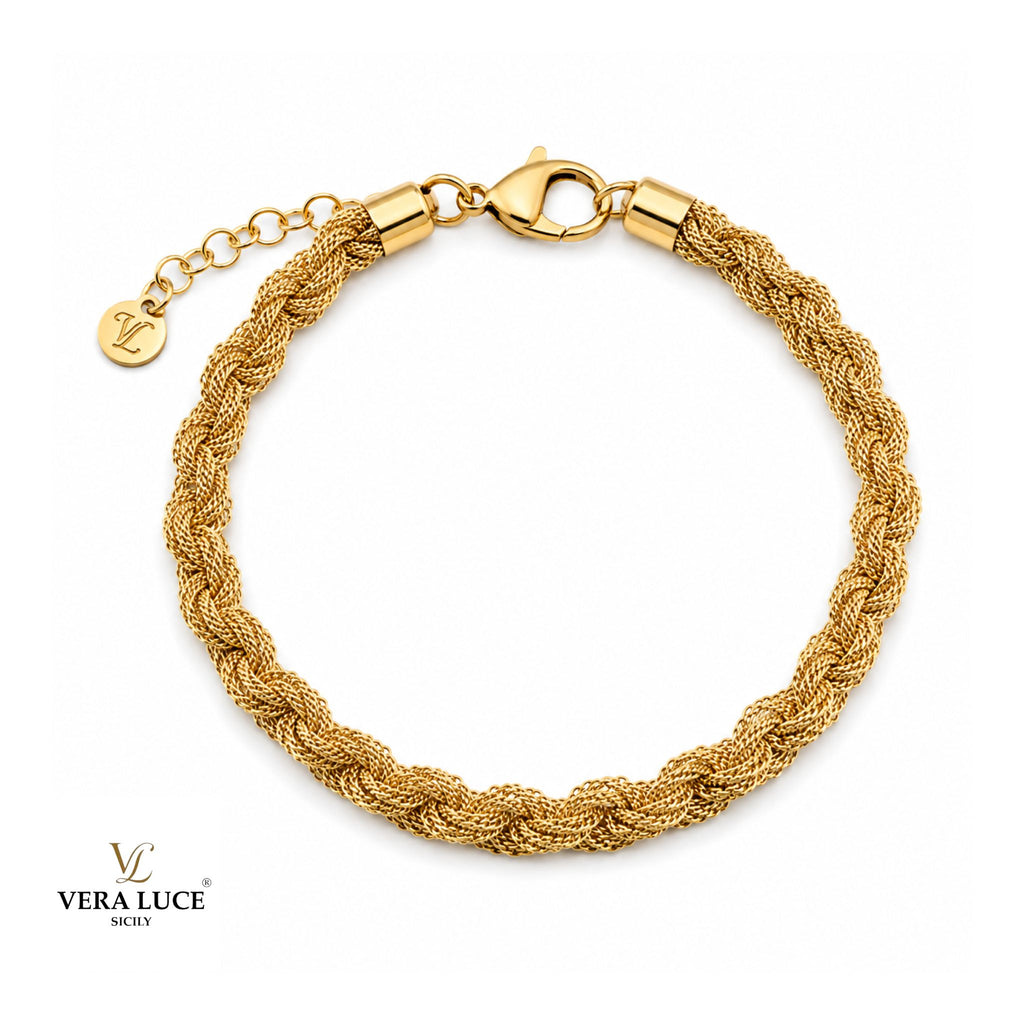 Vera Luce Hand Made in Italy 925 Sterling Silver Rope Chain Bracelet
