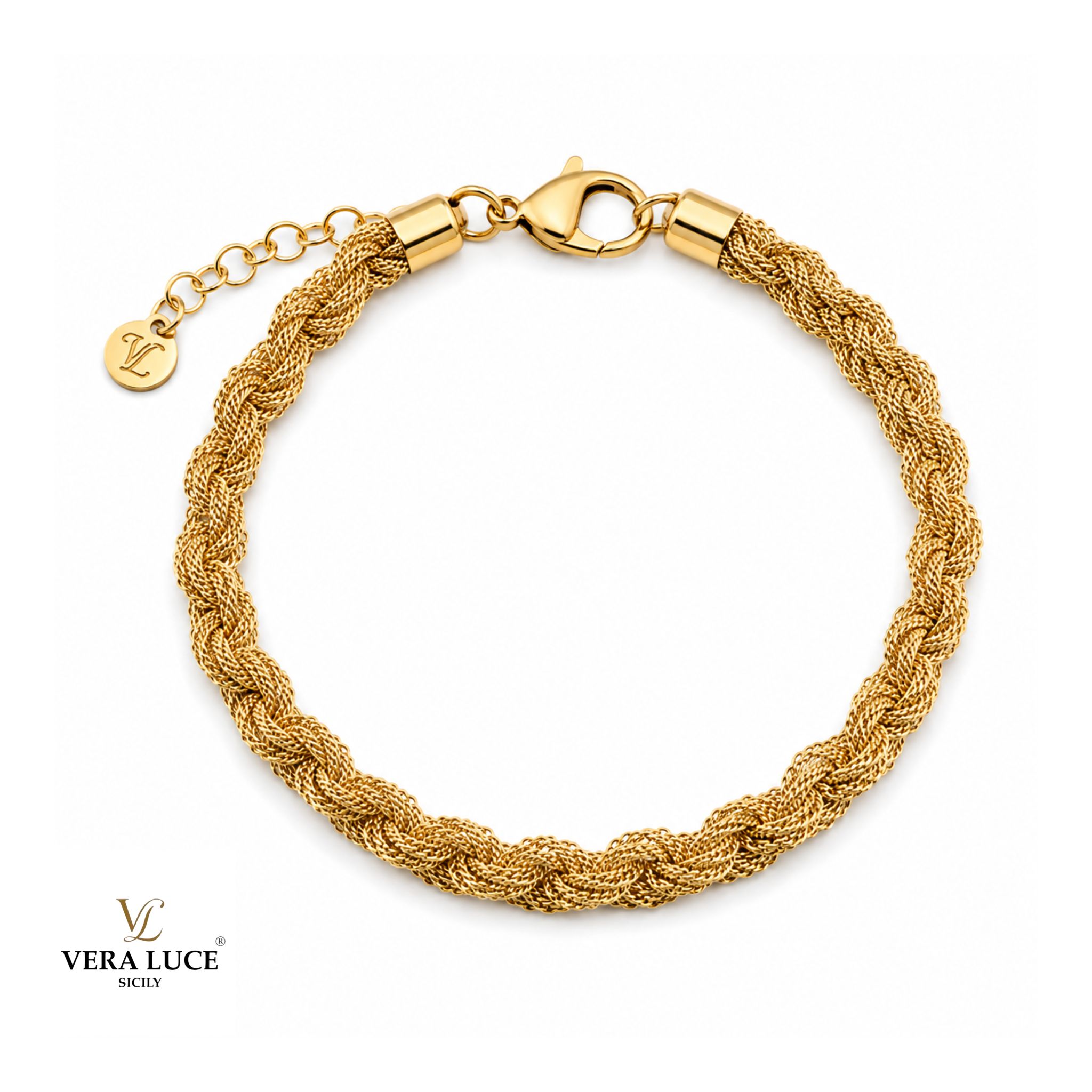 Vera Luce Hand Made in Italy 925 Sterling Silver Rope Chain Bracelet
