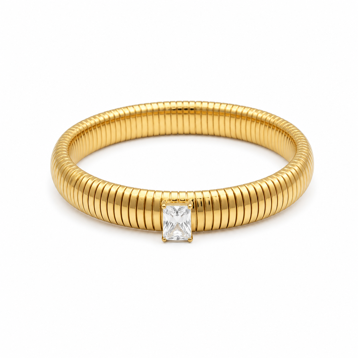CLEAR CRYSTAL TUBOGAS STRETCH BANGLE BRACELET