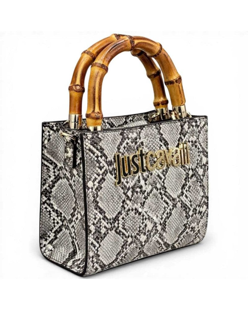 JUST CAVALLI - Bamboo Handbag White/Black Python
