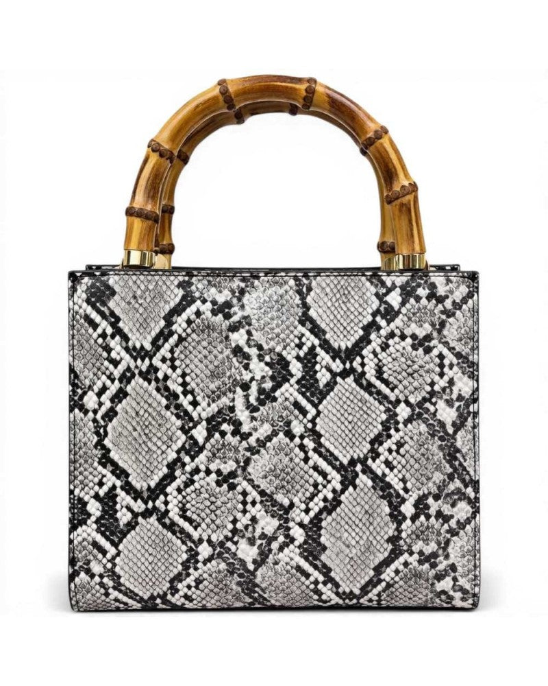 JUST CAVALLI - Bamboo Handbag White/Black Python