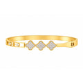 Vera Luce Gold Stainless Steel CZ Clover Bangle