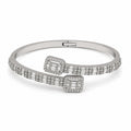 Vera Luce Silver Stainless Steel Open Cuff Bracelet with Cubic Zirconia