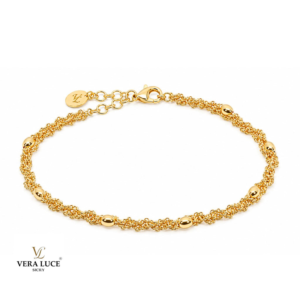 Vera Luce Hand Made in Italy 925 Sterling Silver Chain beaded Bracelet