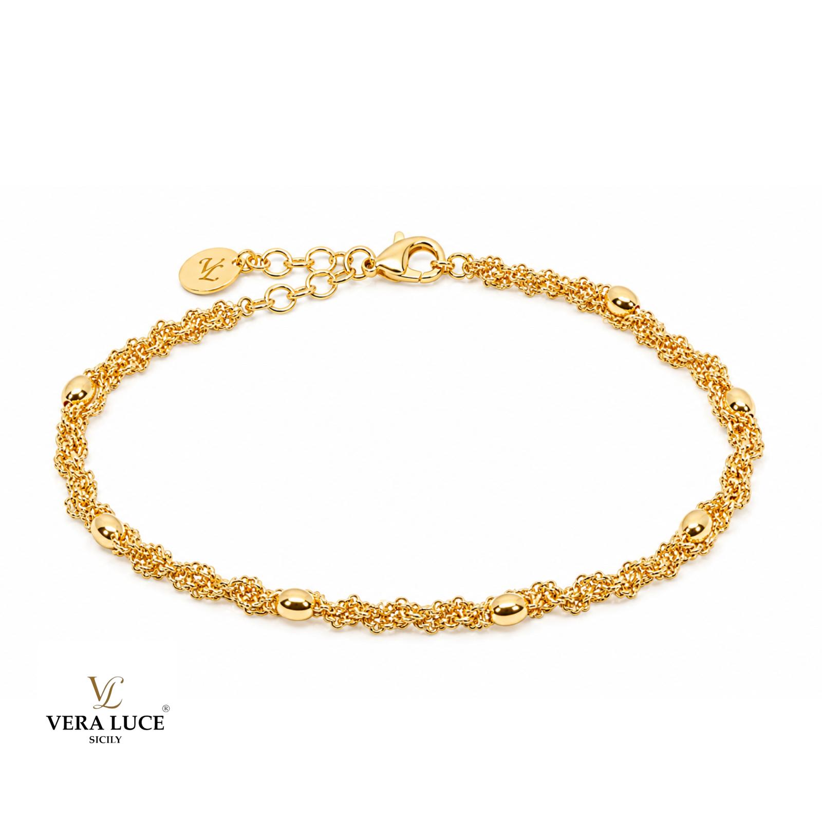 Vera Luce Hand Made in Italy 925 Sterling Silver Chain beaded Bracelet