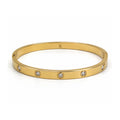 Vera Luce Classic Gold Stainless Steel Bangle with Cubic Zirconia