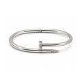 Vera Luce Silver Stainless Steel Nail Bangle with Cubic Zirconia