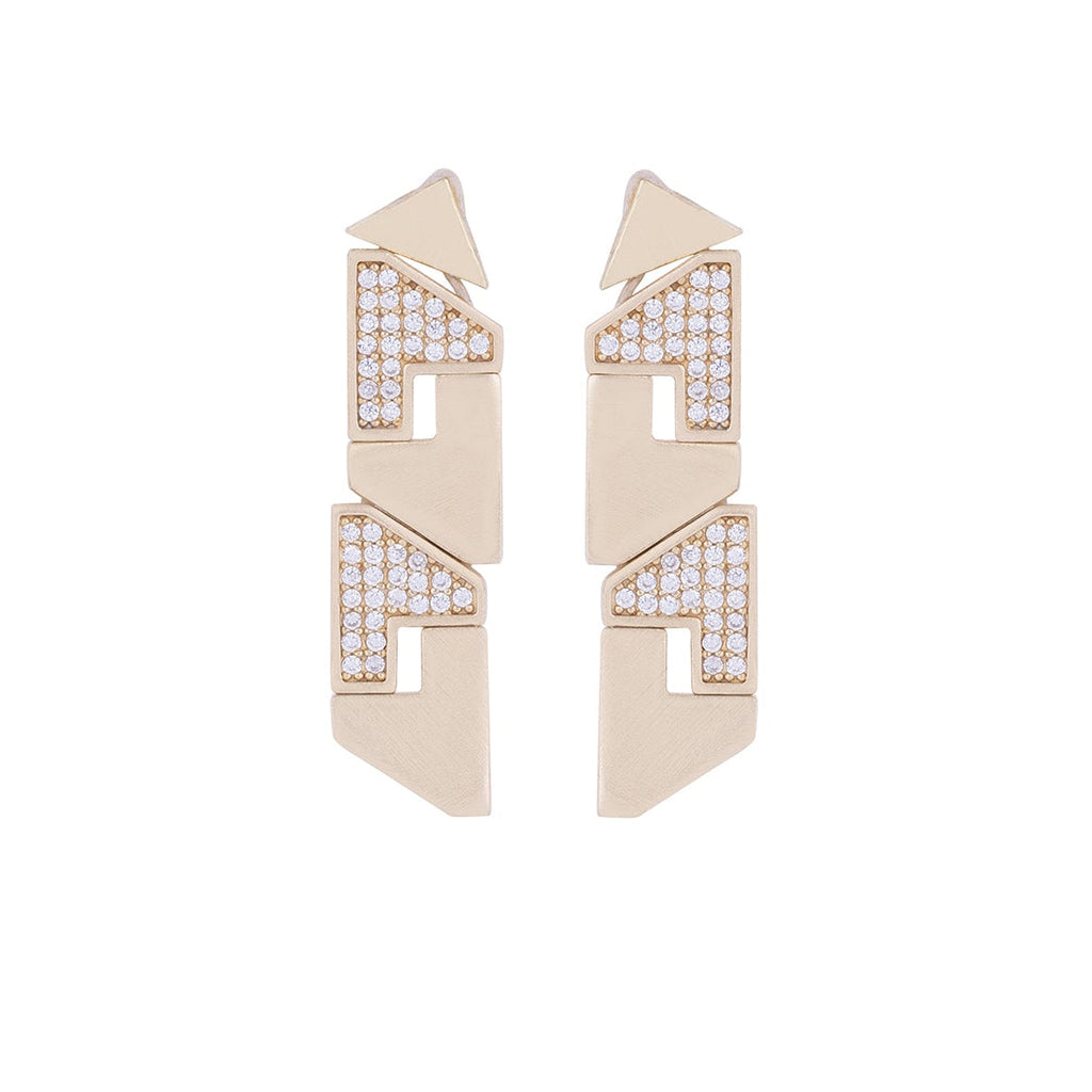 JUJU Mood Struct Earring - Earrings in Kuwait | أقراط ستراكت (Struct) الهندسية مصنوعة يدوياً من البرونز - Saya