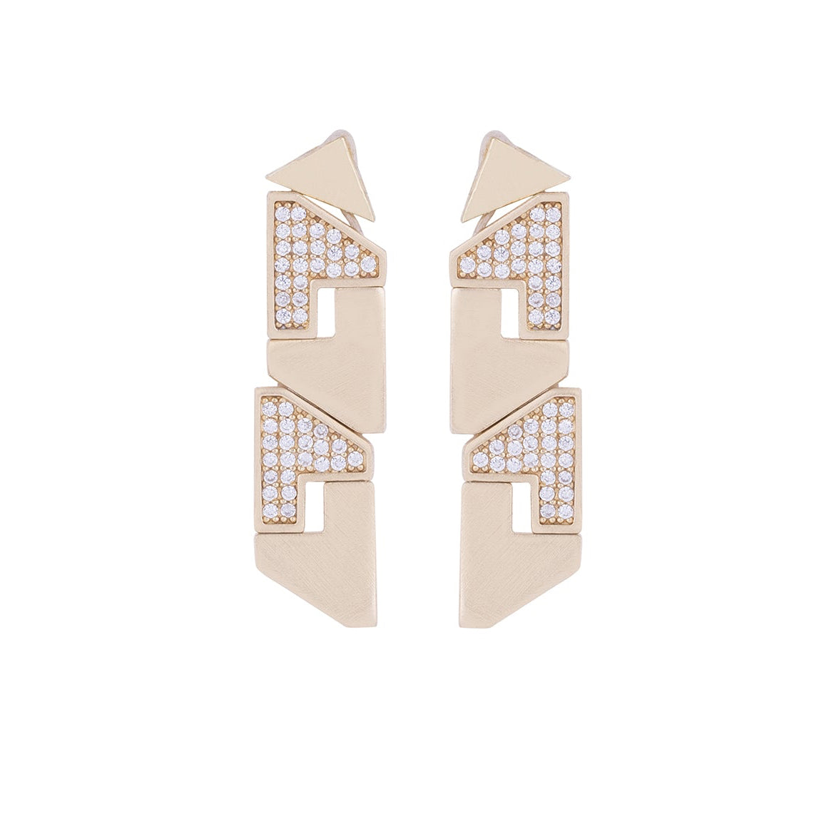 JUJU Mood Struct Earring - Earrings in Kuwait | أقراط ستراكت (Struct) الهندسية مصنوعة يدوياً من البرونز - Saya