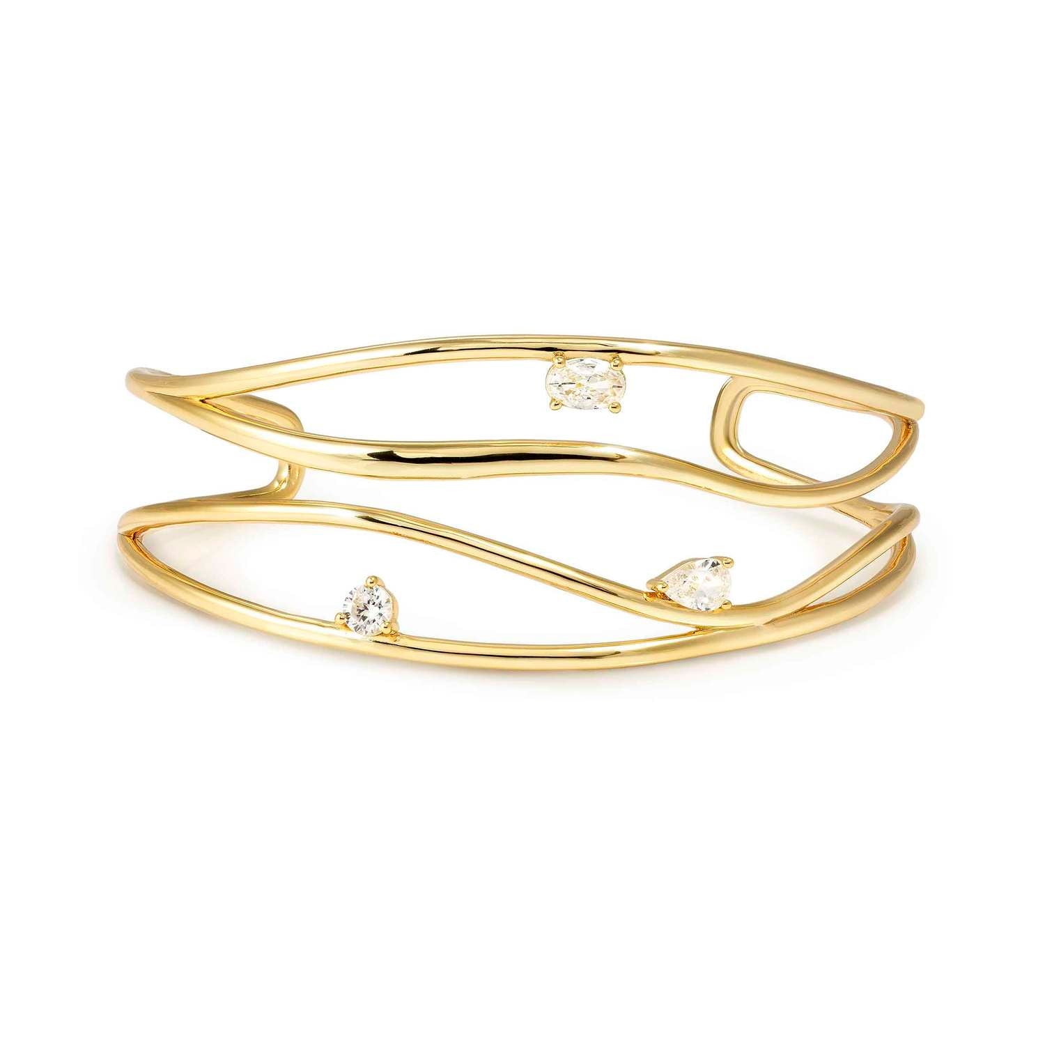 MY REBEL ART BRACELET IN 925 STERLING SILVER (LARGE BANGLE) AND CUBIC ZIRCONIA