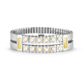 XTE BRACELET IN STEEL, 18K GOLD, 12 STONES AND CZ WHITE PEARL