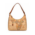 Alviero Martini Hobo Shoulder Bag Black - Shoulder Bags in Kuwait | حقيبة كتف هوبو سوداء بتفاصيل نقشة الخريطة (Geo